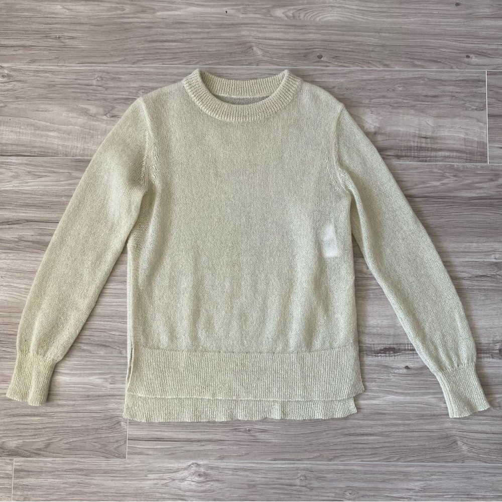 Allsaints veny jumper pale yellow knit mohair nylon wool blend sweater size S